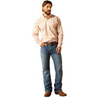 Ariat Men's Wrinkle Free L/S Classic Fit Ashton Western Button Down Shirt in Pink Geometric