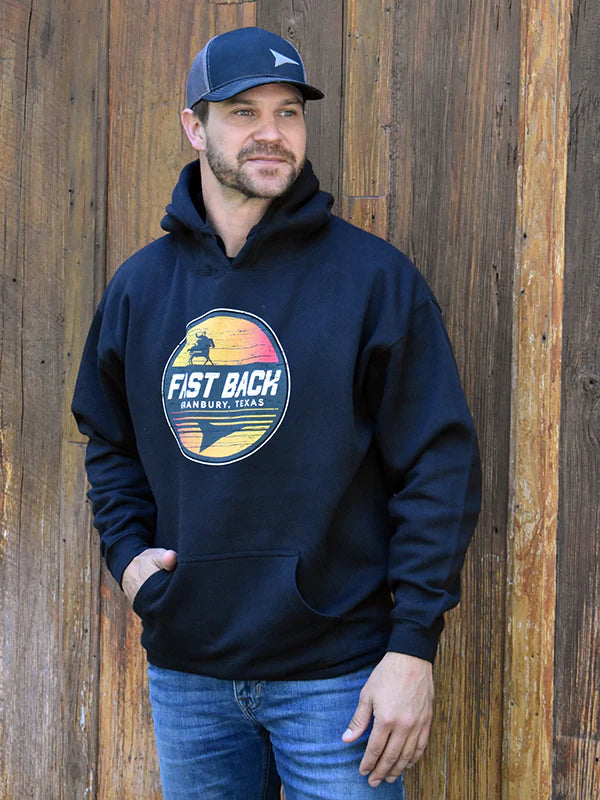 Fast Back Men's Sunset Logo Hooded Sweatshirt in Black