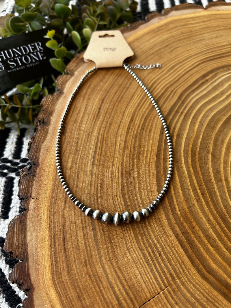 14" Genuine Silver Navajo Pearl Saucer Choker Necklace