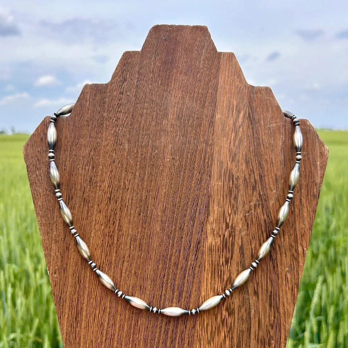 Thunder & Stone Sterling Silver 16mm Torpedo Navajo Pearl Necklace