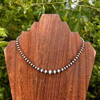 Thunder & Stone 14" Graduated Sterling Silver Navajo Style Pearl Choker Necklace