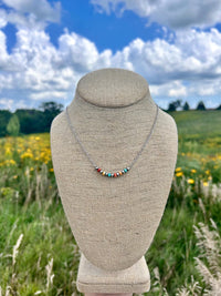 Thunder & Stone Dainty Desert Pearl Necklace with Kingman Turquoise & Spiny Oyster