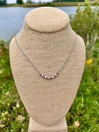 Thunder & Stone Dainty Sterling Silver Navajo Style Pearl Necklace with Pink Conch