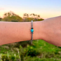 Thunder & Stone Sterling Silver Pearl Bracelet with Genuine Kingman Turquoise