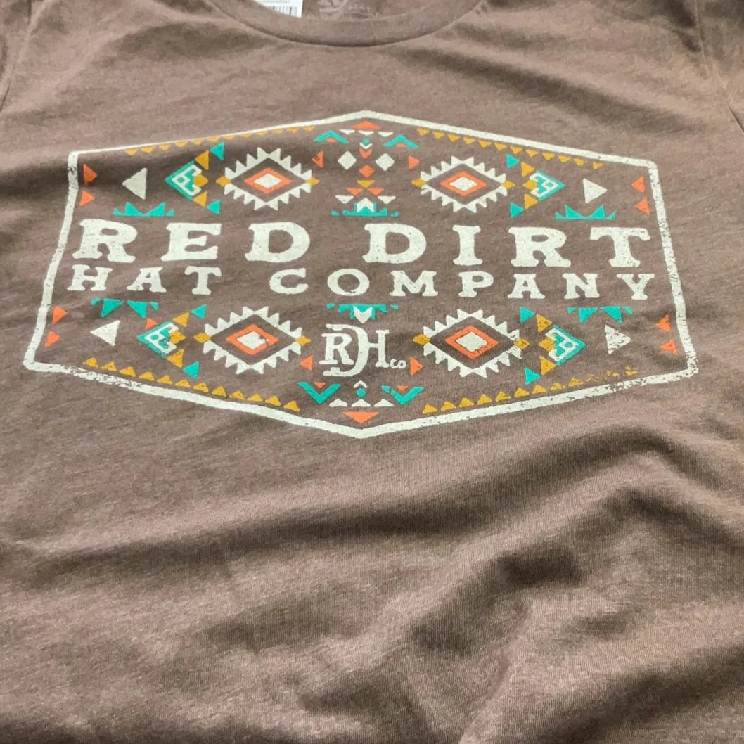 Red Dirt Hat Co. "Cowboy Aztec" T-Shirt in Heather Brown