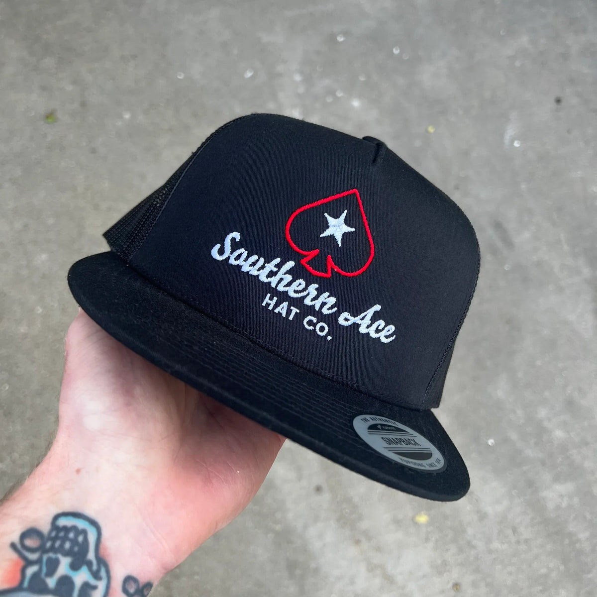 Southern Ace Hat Co. "Ace of Spades" Trucker Hat in Black