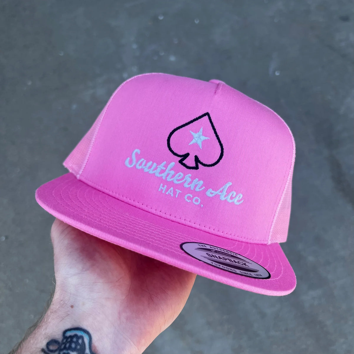 Southern Ace Hat Co. "Ace of Spades" Trucker Hat in Pink