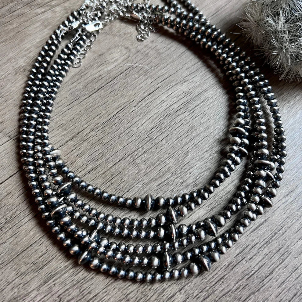 14" Graduated Sterling Silver Pearl and Saucer Choker