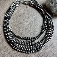 14" Graduated Sterling Silver Pearl and Saucer Choker