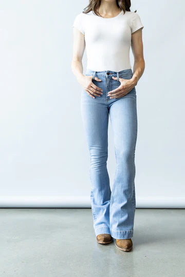 Kimes Ranch Women's Jennifer Light Wash Ultra High Rise Flare Jean