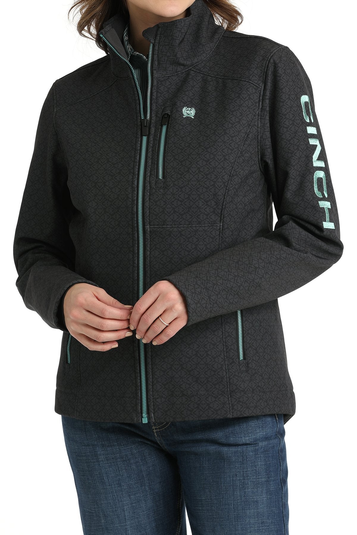 Cinch Women's Concealed Carry Bonded Jacket in Black Aztec