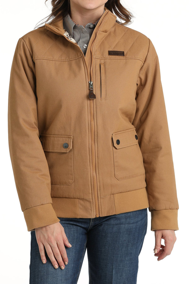 Cinch Women's Canvas Bomber Jacket in Brown