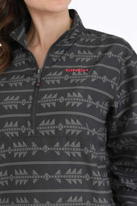 Cinch Women's Southwestern 1/2 Zip Pullover Windbreaker in Grey