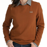 Cinch Women's Textured Pullover Sweatshirt in Copper