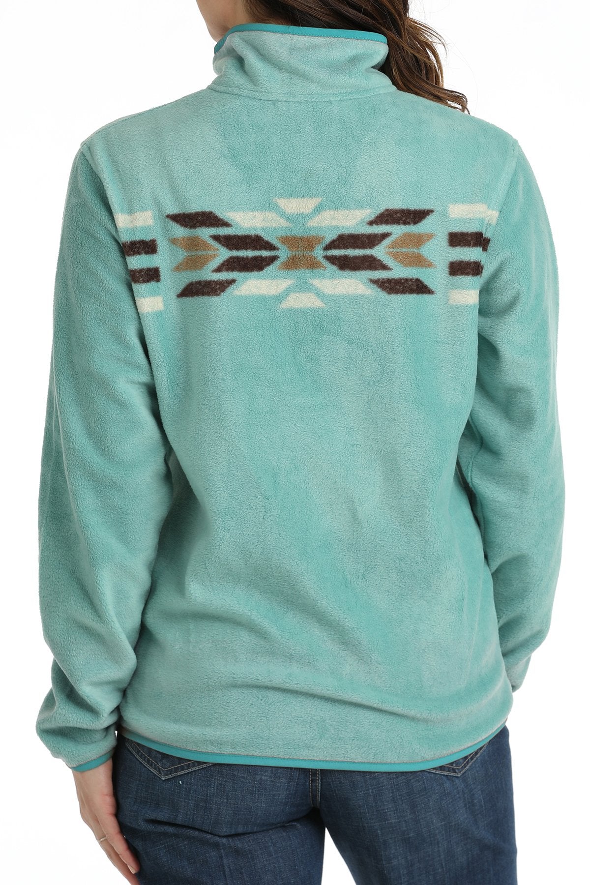 Cinch Women's Southwest Stripe Fleece Pullover in Turquoise