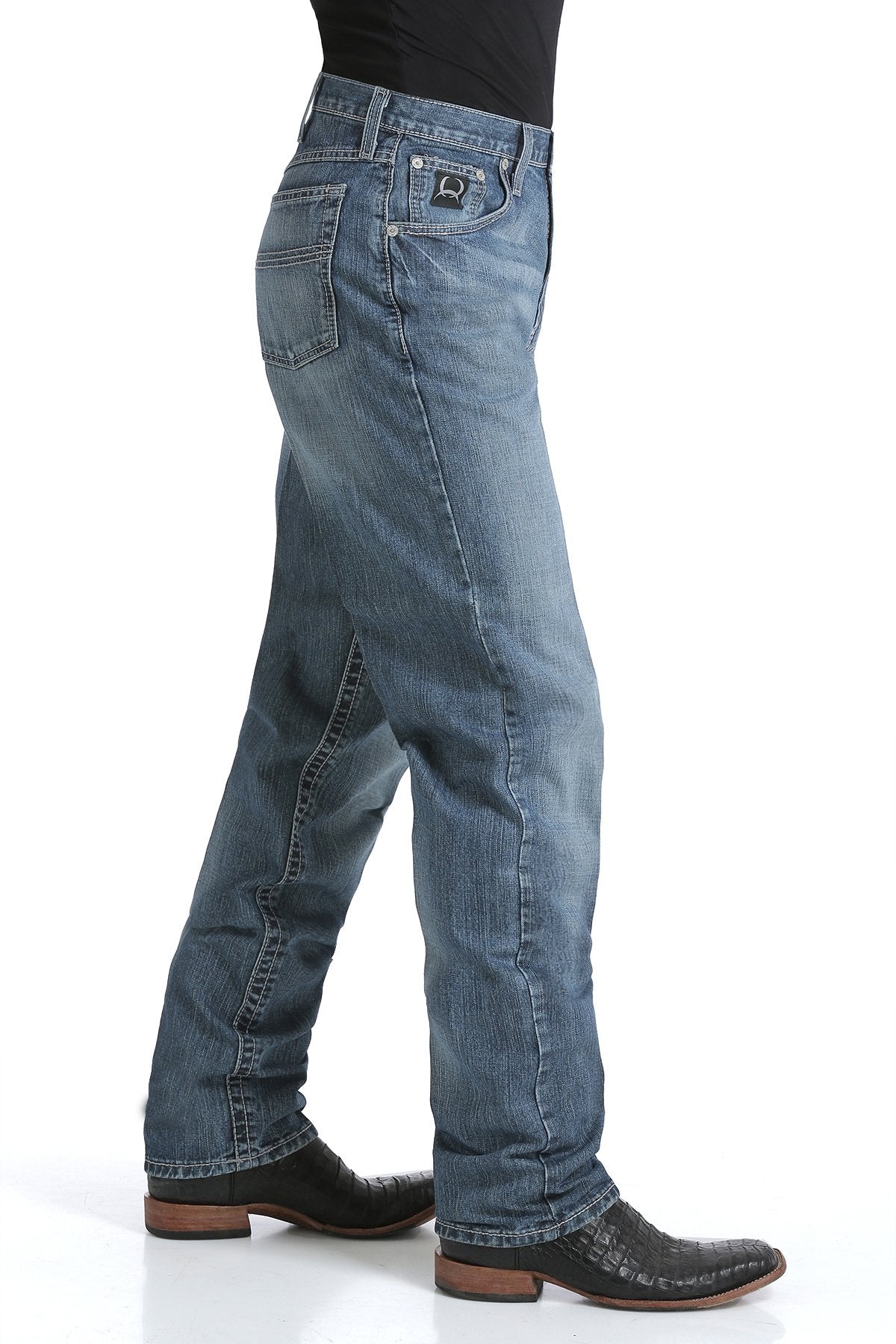 Cinch Men's Black Label 2.0 Loose Fit Jean in Medium Stonewash