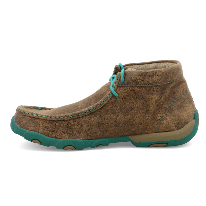 Twisted X Women's Chukka Driving Moc- Brown and Turquoise Trim