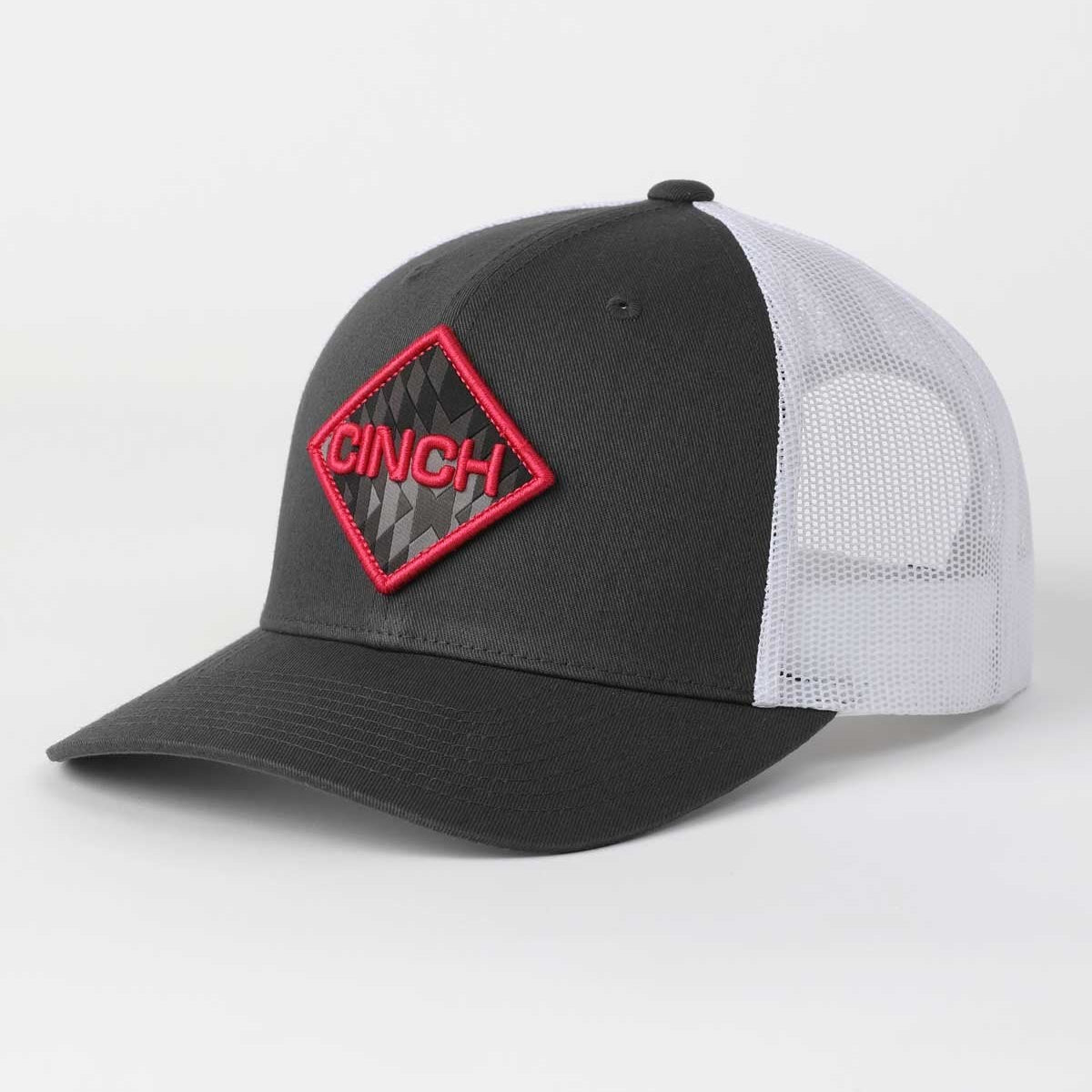 Cinch Women's 3D Embroidered Logo Trucker Cap in Grey & White