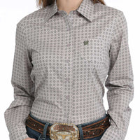 Cinch Women's L/S Floral Geometric Western Button Down Shirt in Lilac