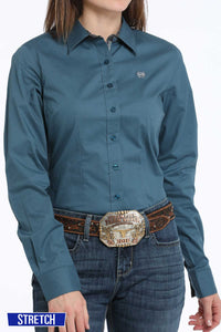 Cinch Women's L/S Solid Teal Western Button Down Shirt