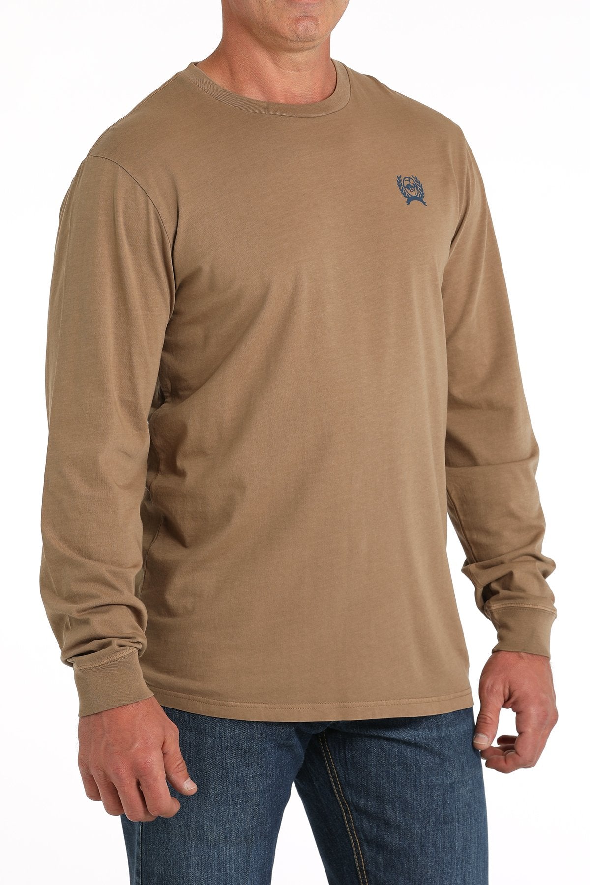 Cinch Men's "Ranching Ain't Easy" Long Sleeve T-Shirt in Khaki