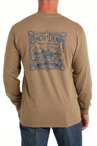 Cinch Men's "Ranching Ain't Easy" Long Sleeve T-Shirt in Khaki