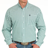 Cinch Men's L/S Classic Fit Medallion Western Button Down Shirt in Turquoise