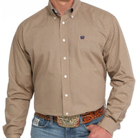 Cinch Men's L/S Classic Fit Geometric Square Western Button Down Shirt in Gold