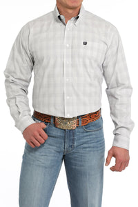 Cinch Men's L/S Classic Fit Plaid Western Button Down Shirt in White