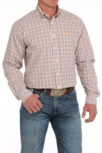 Cinch Men's L/S Classic Fit Plaid Western Button Down Shirt in White