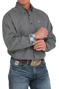 Cinch Men's L/S Classic Fit Geometric Western Button Down Shirt in Gray