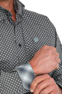 Cinch Men's L/S Classic Fit Geometric Western Button Down Shirt in Gray