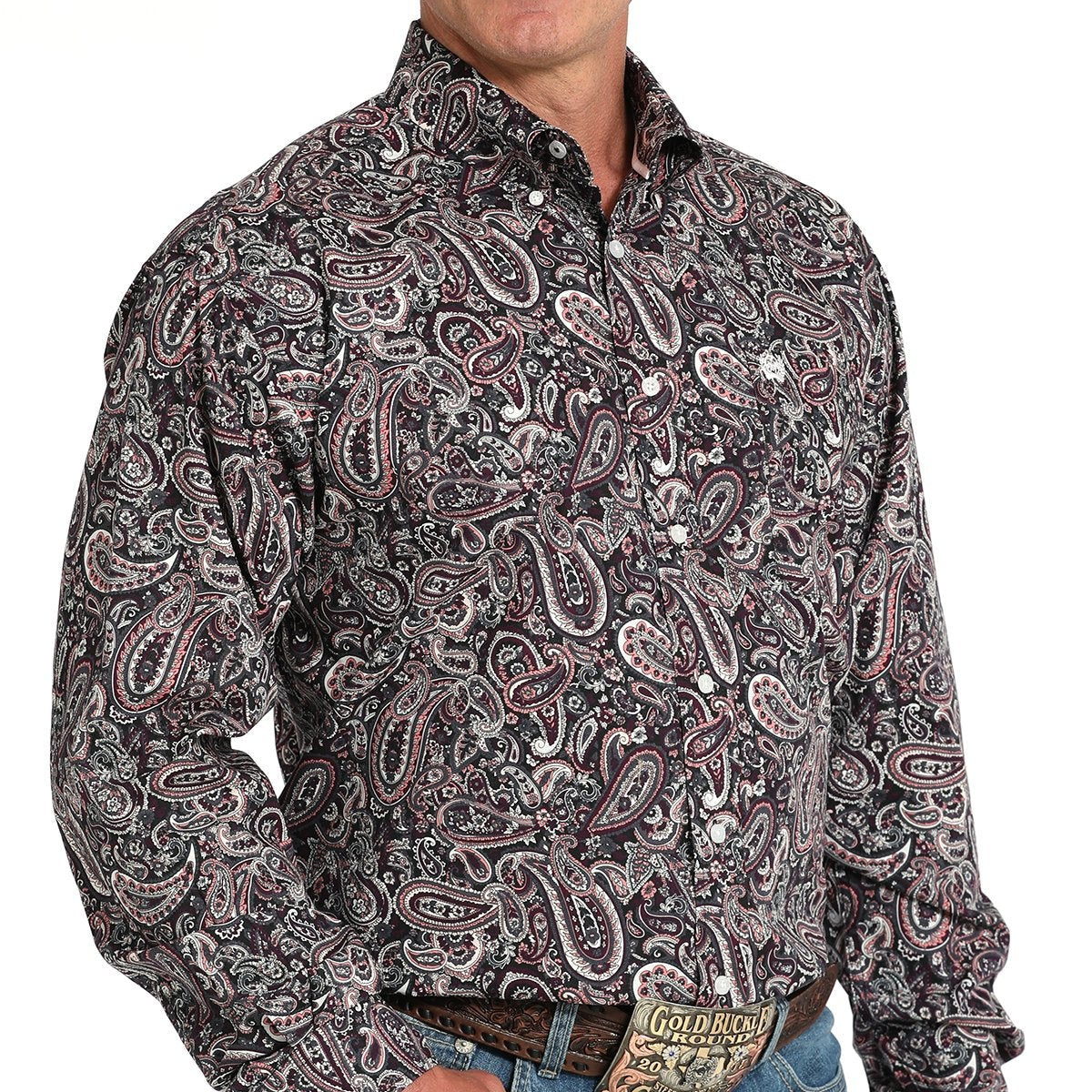 Cinch Men's L/S Classic Fit Paisley Western Button Down Shirt in Purple