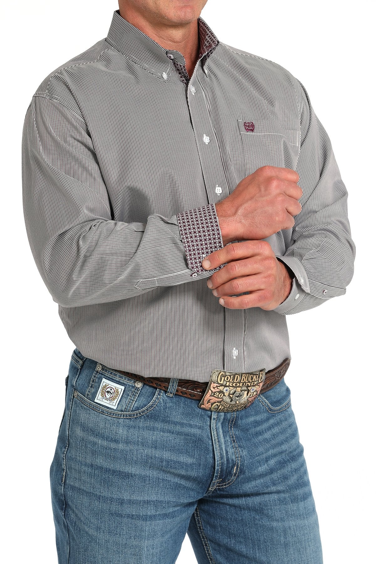 Cinch Men's Tencel™ L/S Multicolor Striped Button-Down Western Shirt