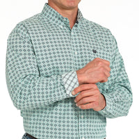 Cinch Men's L/S Classic Fit Medallion Western Button Down Shirt in Turquoise