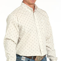 Cinch Men's L/S Classic Fit Rooster Print Western Button Down Shirt in Grey