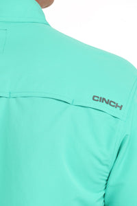 Cinch Men's S/S Arenaflex Ripstop Solid Western Button Down Shirt in Turquoise