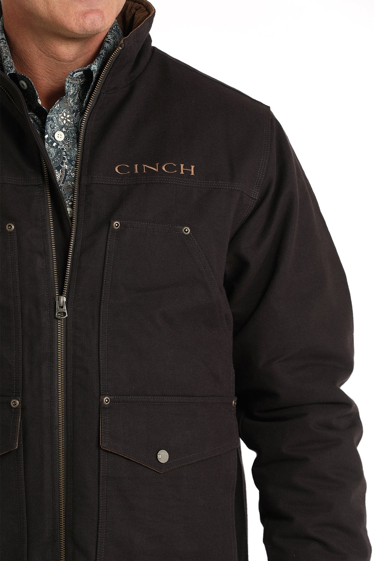 Cinch Men's Logo Concealed Carry Canvas Jacket in Brown