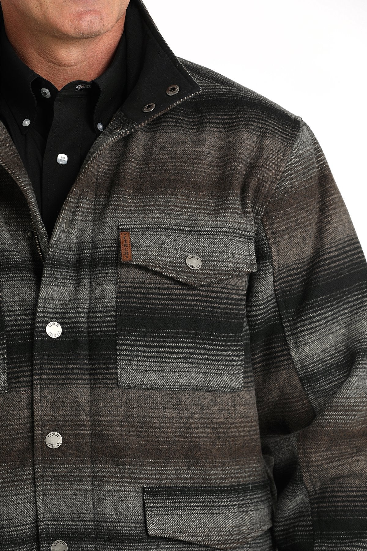 Cinch Men's Southwest Striped Frontier Coat in Gray