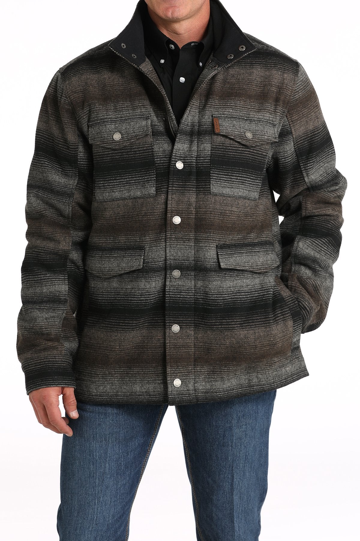 Cinch Men's Southwest Striped Frontier Coat in Gray