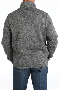 Cinch Men's Logo Quarter Zip Pullover Sweater in Grey