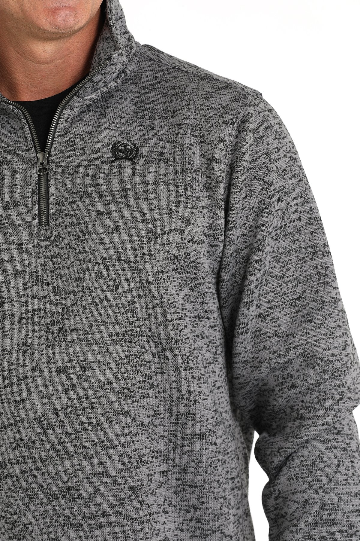 Cinch Men's Logo Quarter Zip Pullover Sweater in Grey