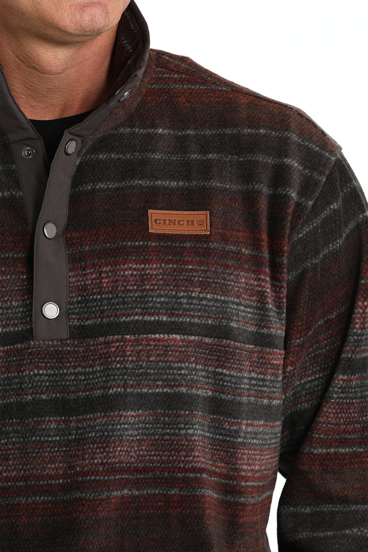 Cinch Men's Serape Stripe Quarter Snap Fleece Pullover in Brown