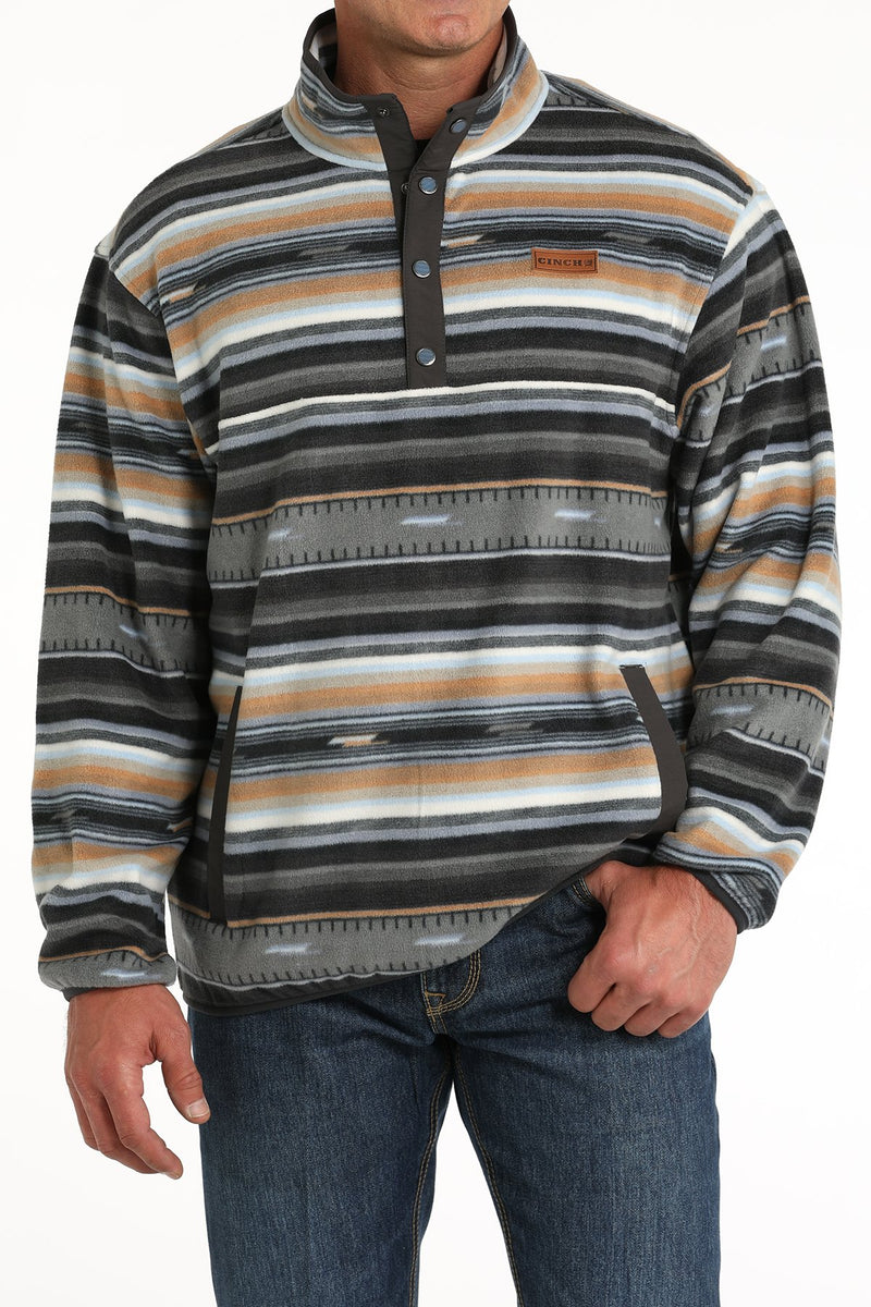 Cinch Men's Serape Stripe Quarter Snap Fleece Pullover in Black