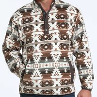 Cinch Men's Southwestern Quarter Snap Fleece Pullover in Cream