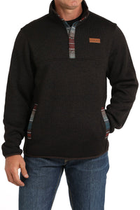 Cinch Men's Logo Quarter Snap Pullover Sweater in Brown