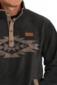 Cinch Men's Aztec Quarter Snap Fleece Pullover in Charcoal