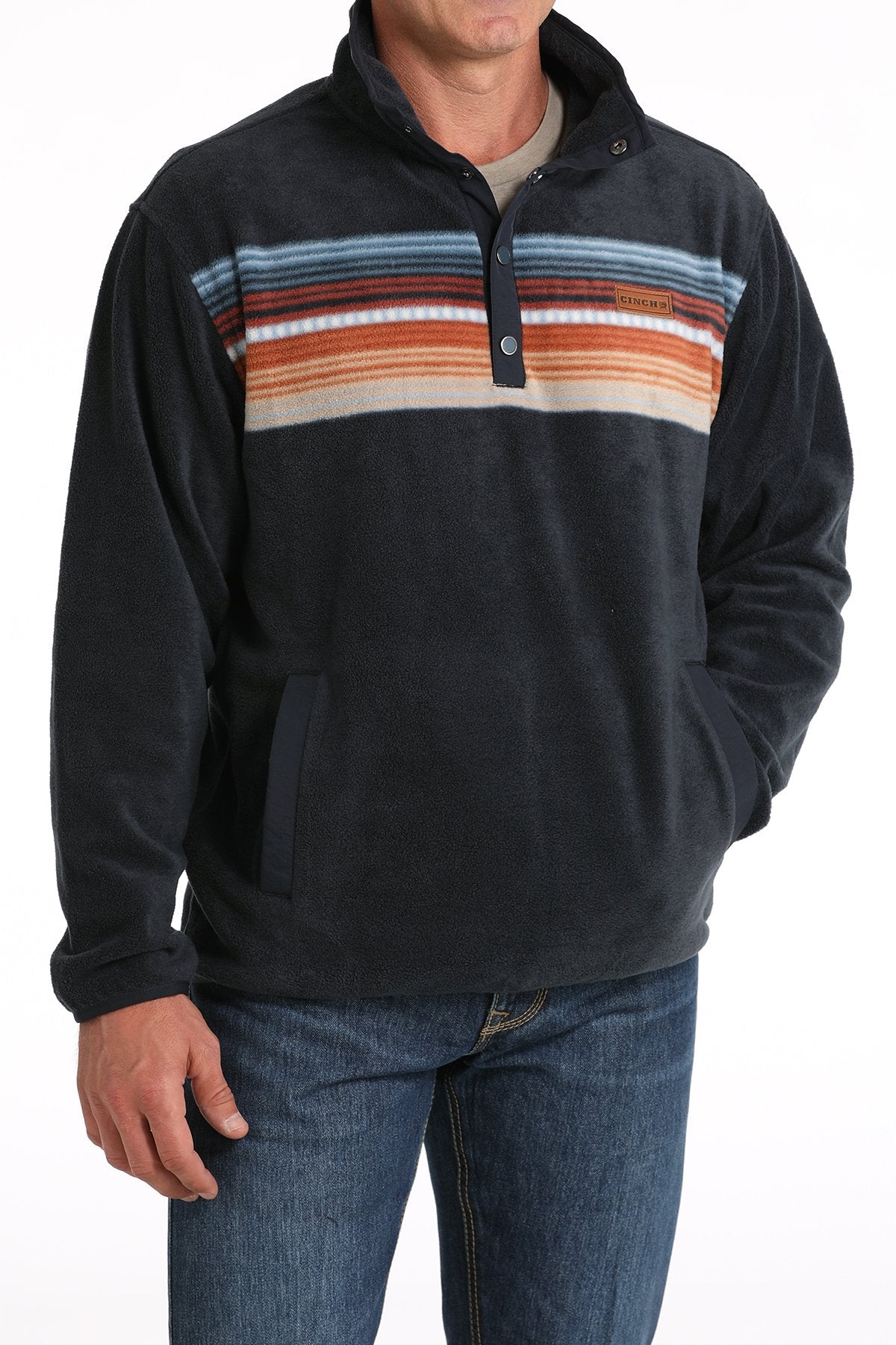 Cinch Men's Quarter Snap Fleece Pullover in Navy