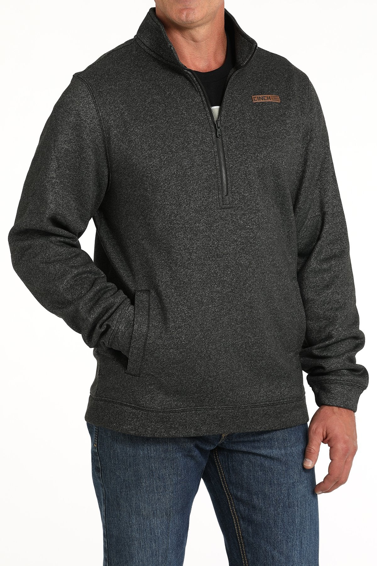 Cinch Men's Logo Half Zip Pullover in Black