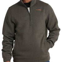 Cinch Men's Logo Half Zip Pullover in Brown